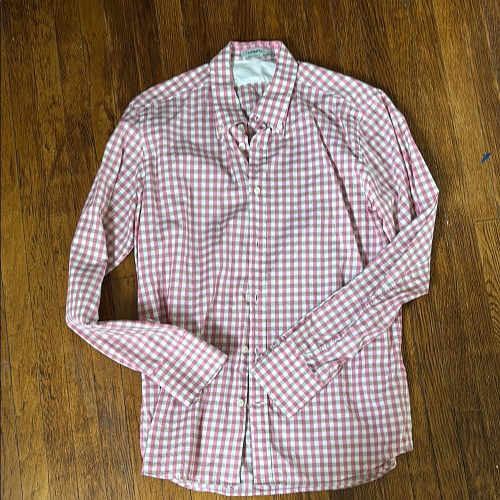 J. Lindeberg pink and White Casual Button Down Shirt